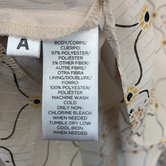 LOFT Cream Print Sleeveless Top Medium - Picture 4 of 5